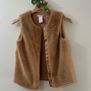 SHABBY CHIC Tan Faux Fur Vest SIZE XL (GIRL’S) US 2 4 Warm Layer Fall Plush Fall